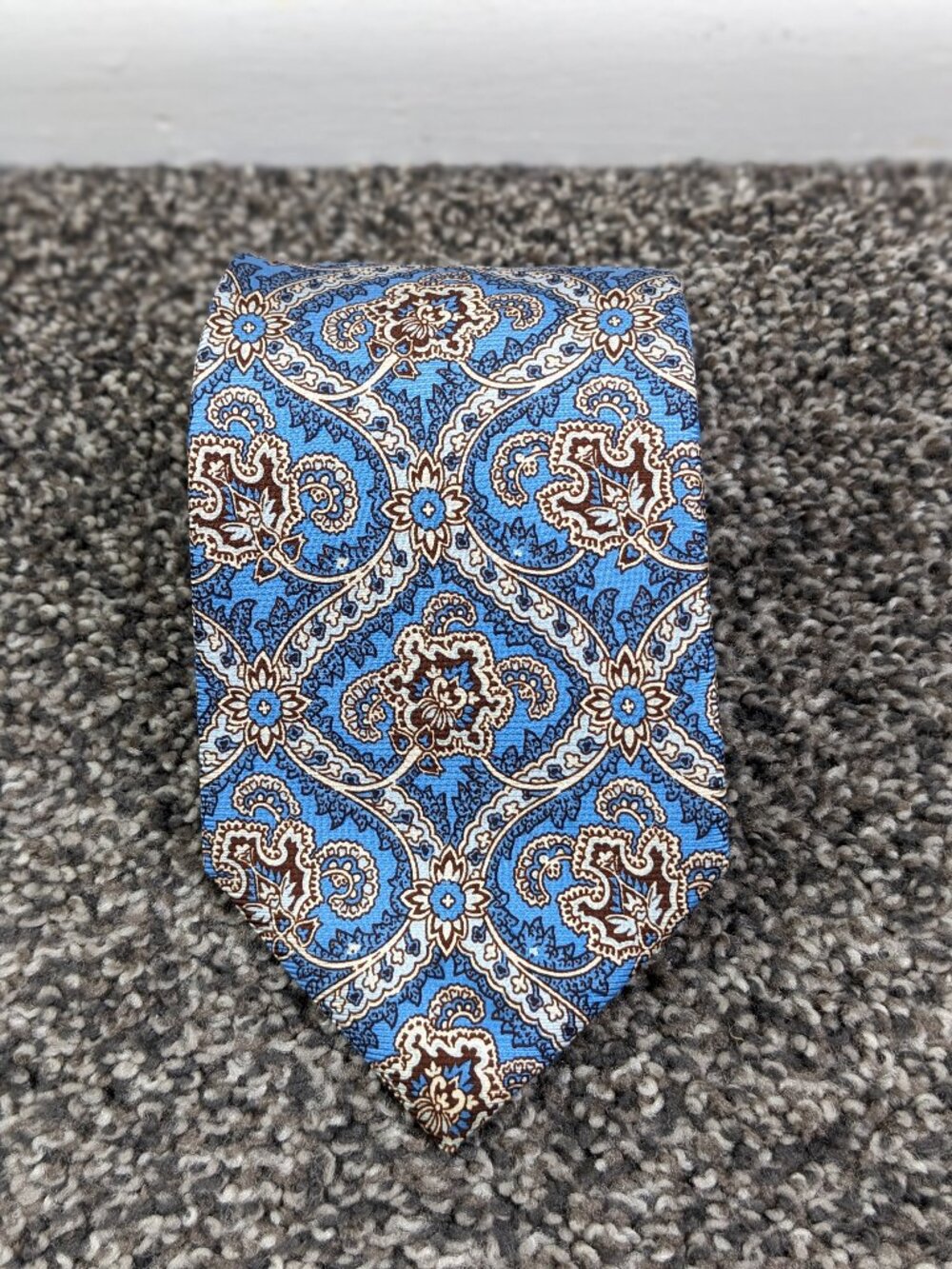 Luigi Borrelli Napoli Neck Tie 100% Silk Blue Paisley 59L 4W